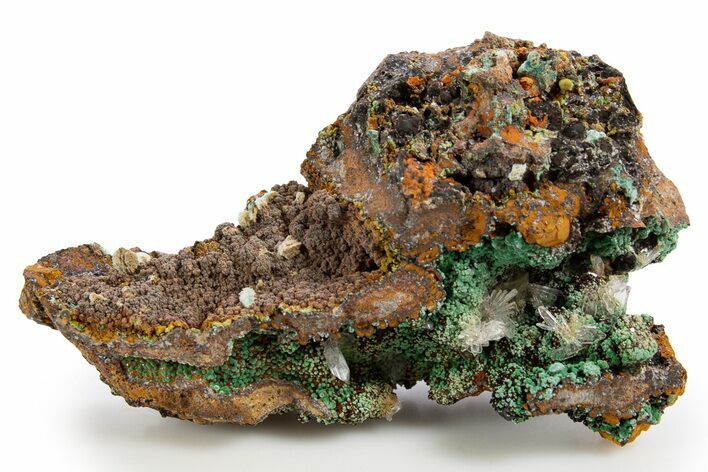 Fibrous Malachite and Hemimorphite Crystals on Limonite - Mexico #330592